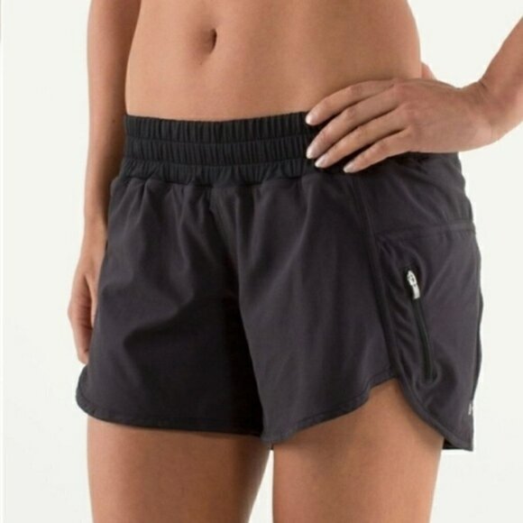 Lululemon Run Track Attack Black Running Athletic Shorts 2 - Picture 2 of 6